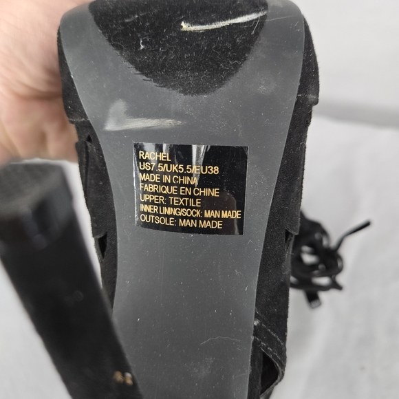 Justfab Rachel Women's Black High 4" Heels Size 7.5 M Calf Lace 30" Stiletto - Picture 5 of 6